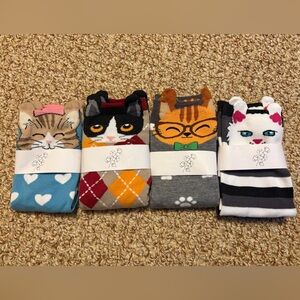 Cute Cat Patterned Socks Set